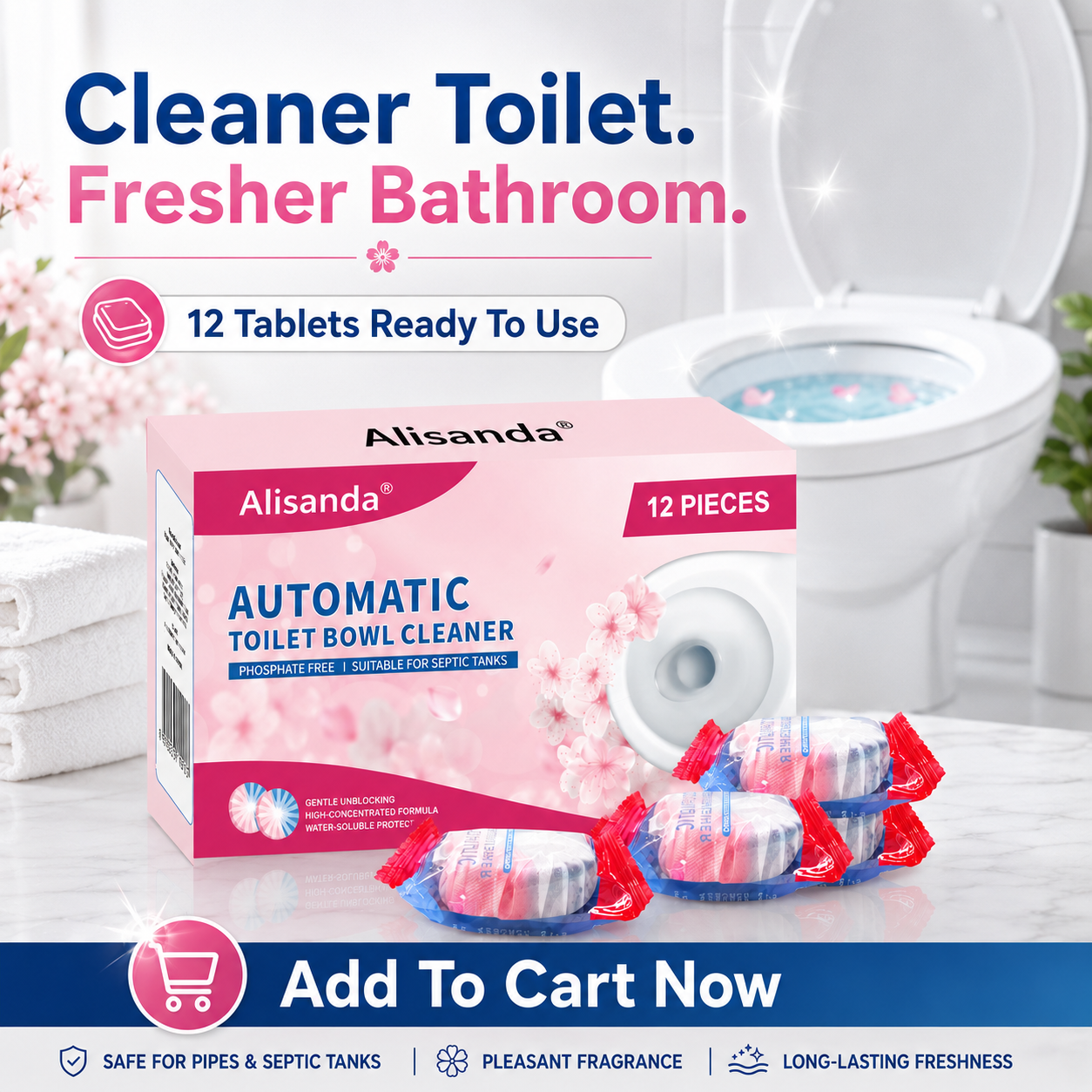 Dual-Color Toilet Bowl Cleaner - 2-in-1 Clean & Deodorize