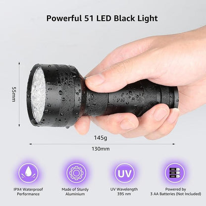 51 LED UV Blacklight Pet Urine Detector for Dog/Cat Urine(Battery not included)