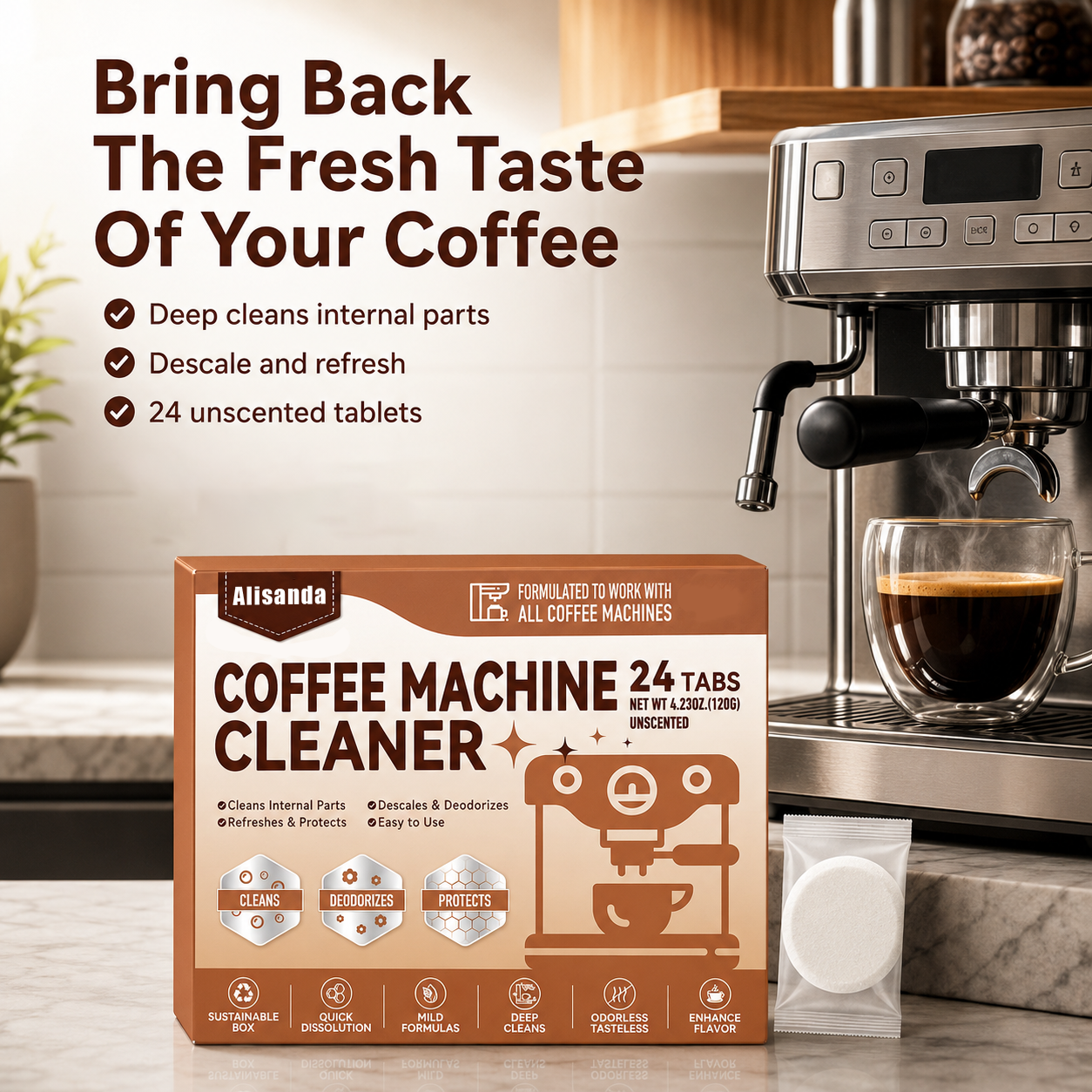🔥LAST DAY BUY 1 GET 1 FREE 12 Count Coffee Maker Cleaner Tablets, This cleaning product eliminates limescale and odors