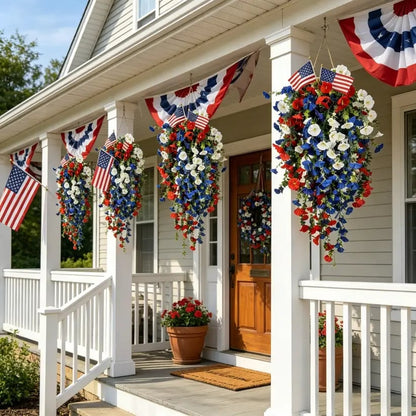 ✨ Patriotic Hanging Flower Baskets