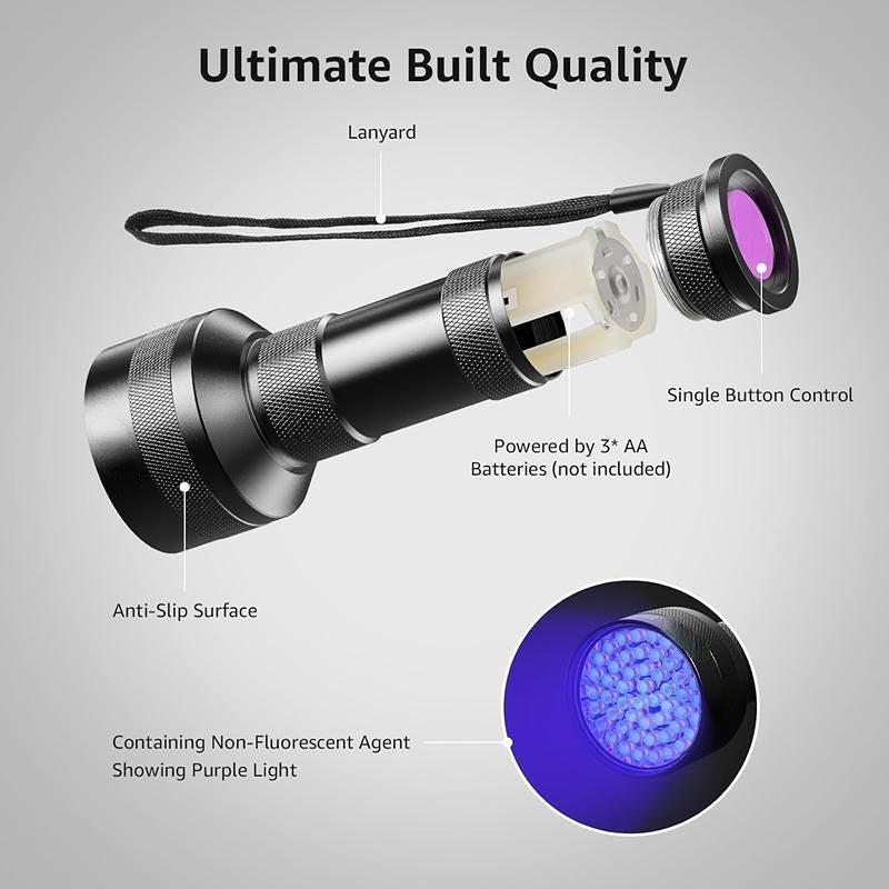 51 LED UV Blacklight Pet Urine Detector for Dog/Cat Urine(Battery not included)