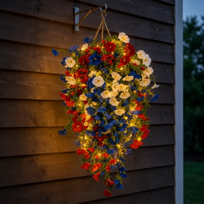 ✨ Patriotic Hanging Flower Baskets