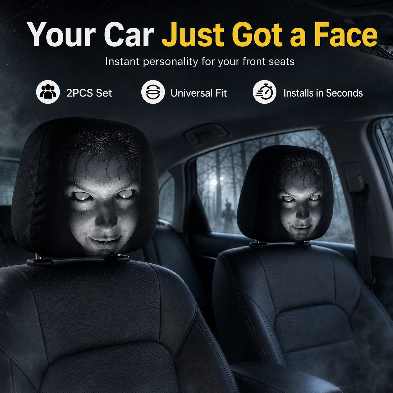 🔥😆 Funny Cartoon Car Headrest Covers🚗