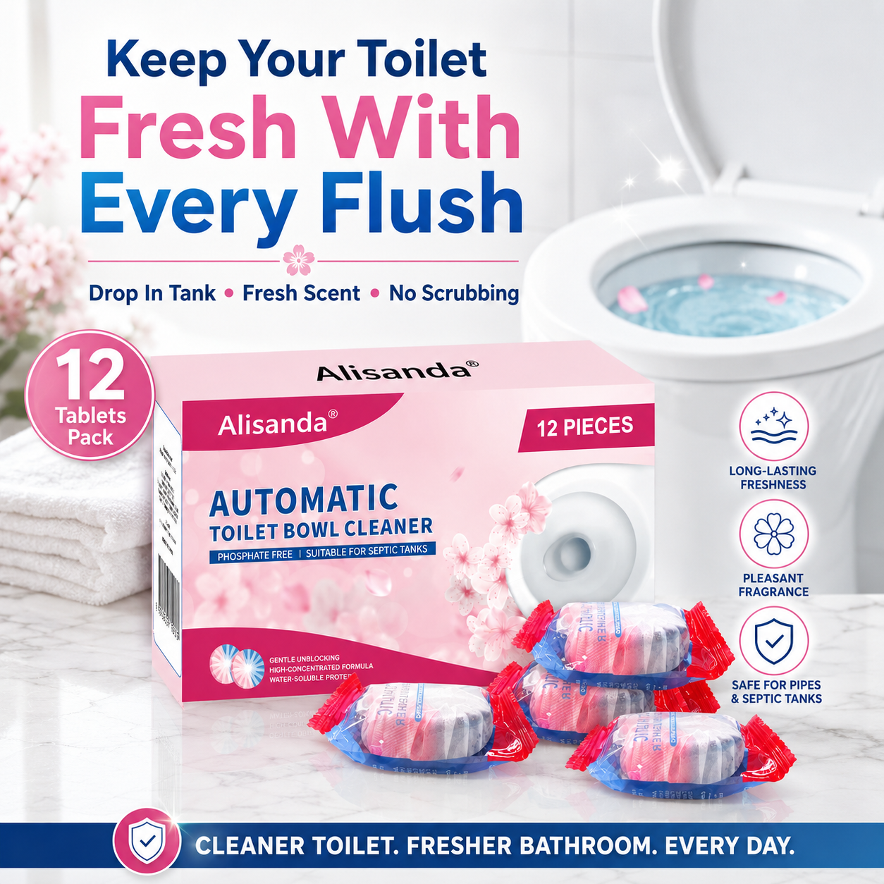 Dual-Color Toilet Bowl Cleaner - 2-in-1 Clean & Deodorize