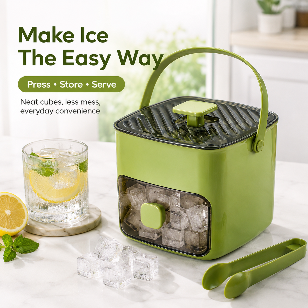 Handled Press-Type Ice Cube