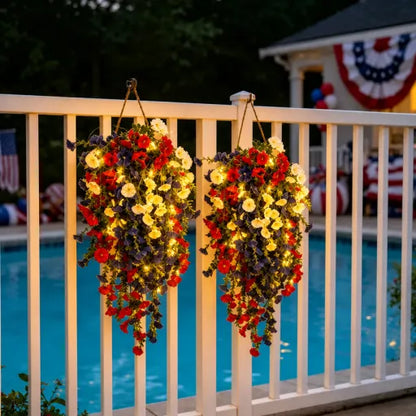 ✨ Patriotic Hanging Flower Baskets