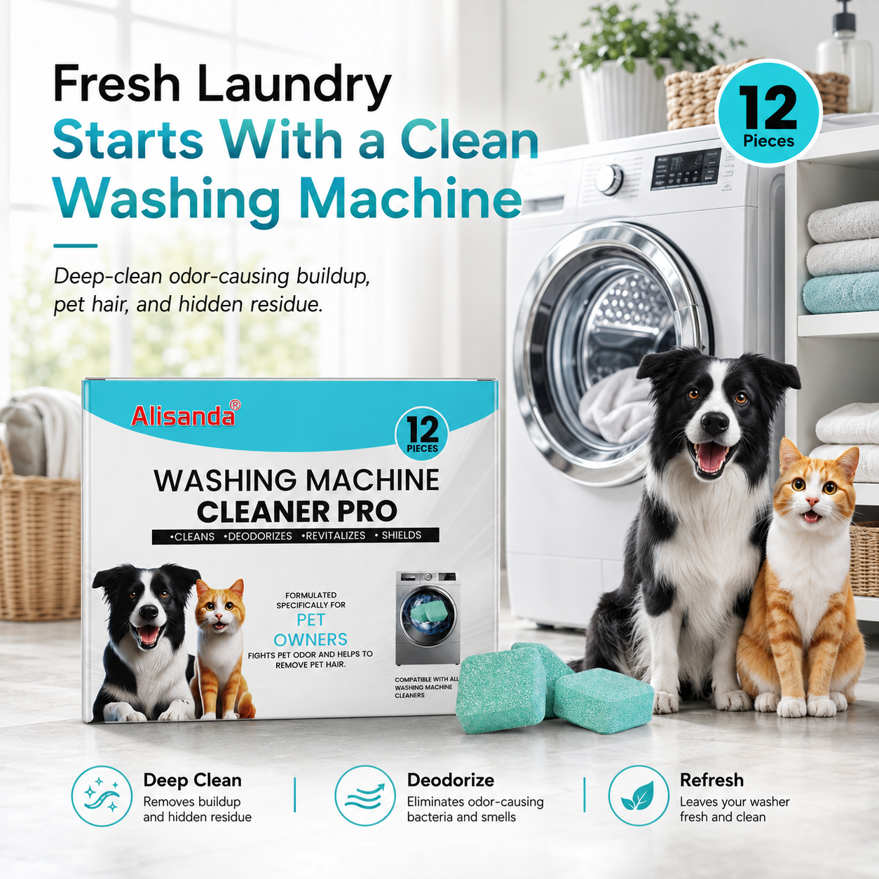 🔥Last Day Buy 1 Get 1 Free🔥Washing Machine Cleaner Tablets – Deep Clean Washer Odors, Residue & Pet Hair Buildup