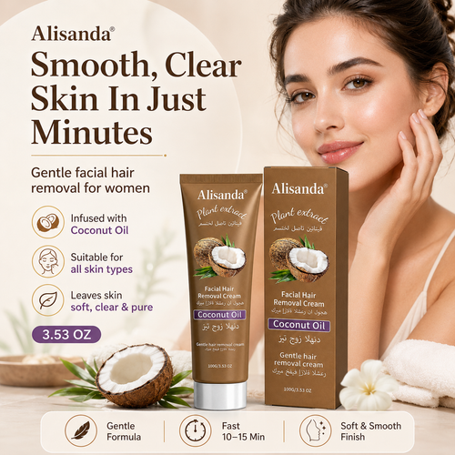 Coconut Oil Hair Removal Cream, for Genital Hair Removal, Suitable for All Skin Types, Leaves Skin Clear & Pure,