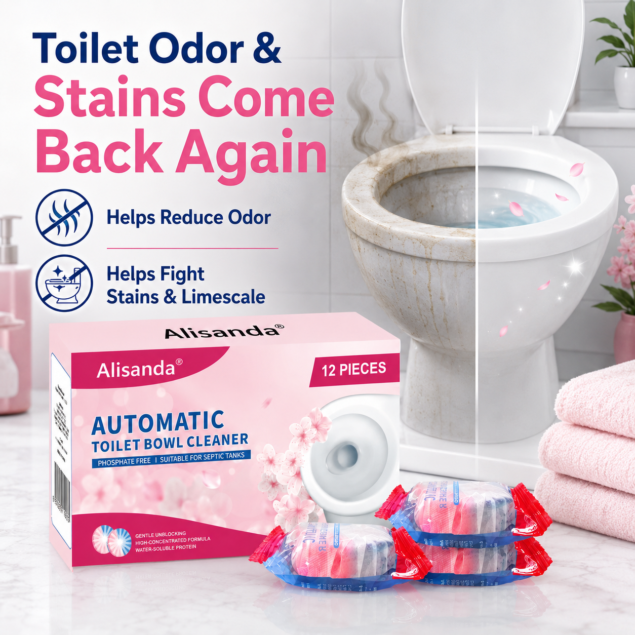 Dual-Color Toilet Bowl Cleaner - 2-in-1 Clean & Deodorize