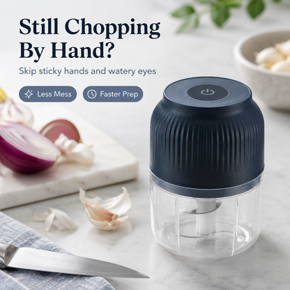 Electric Garlic Chopper, 4 Sharp Blades，Portable Veggie Chopper, 300ML