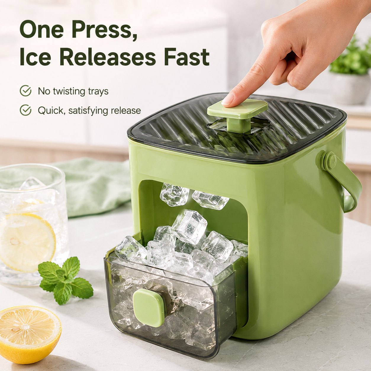 Handled Press-Type Ice Cube