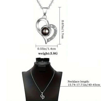 Necklace with Eternal Rose and "I Love You" Pendant in 100 Languages – Love in All Languages