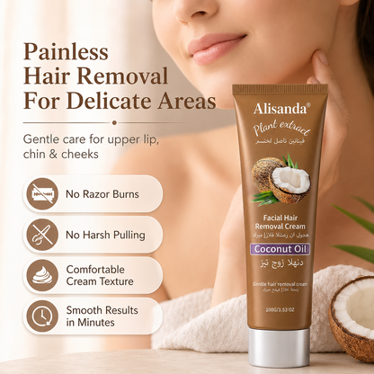 Coconut Oil Hair Removal Cream, for Genital Hair Removal, Suitable for All Skin Types, Leaves Skin Clear & Pure,