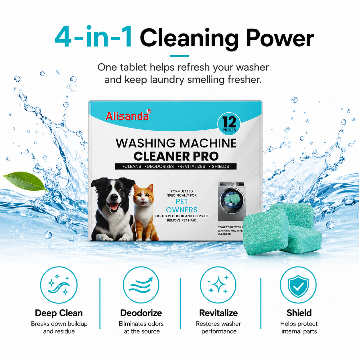 🔥Last Day Buy 1 Get 1 Free🔥Washing Machine Cleaner Tablets – Deep Clean Washer Odors, Residue & Pet Hair Buildup