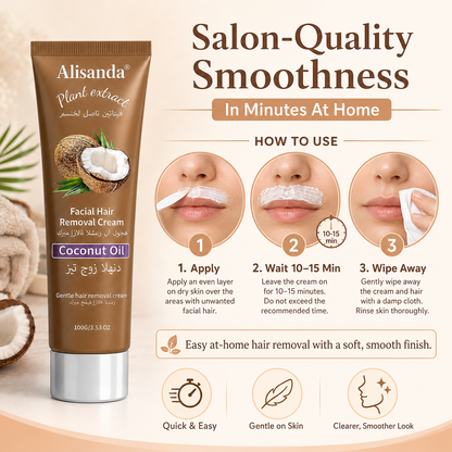 Coconut Oil Hair Removal Cream, for Genital Hair Removal, Suitable for All Skin Types, Leaves Skin Clear & Pure,