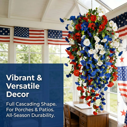 ✨ Patriotic Hanging Flower Baskets