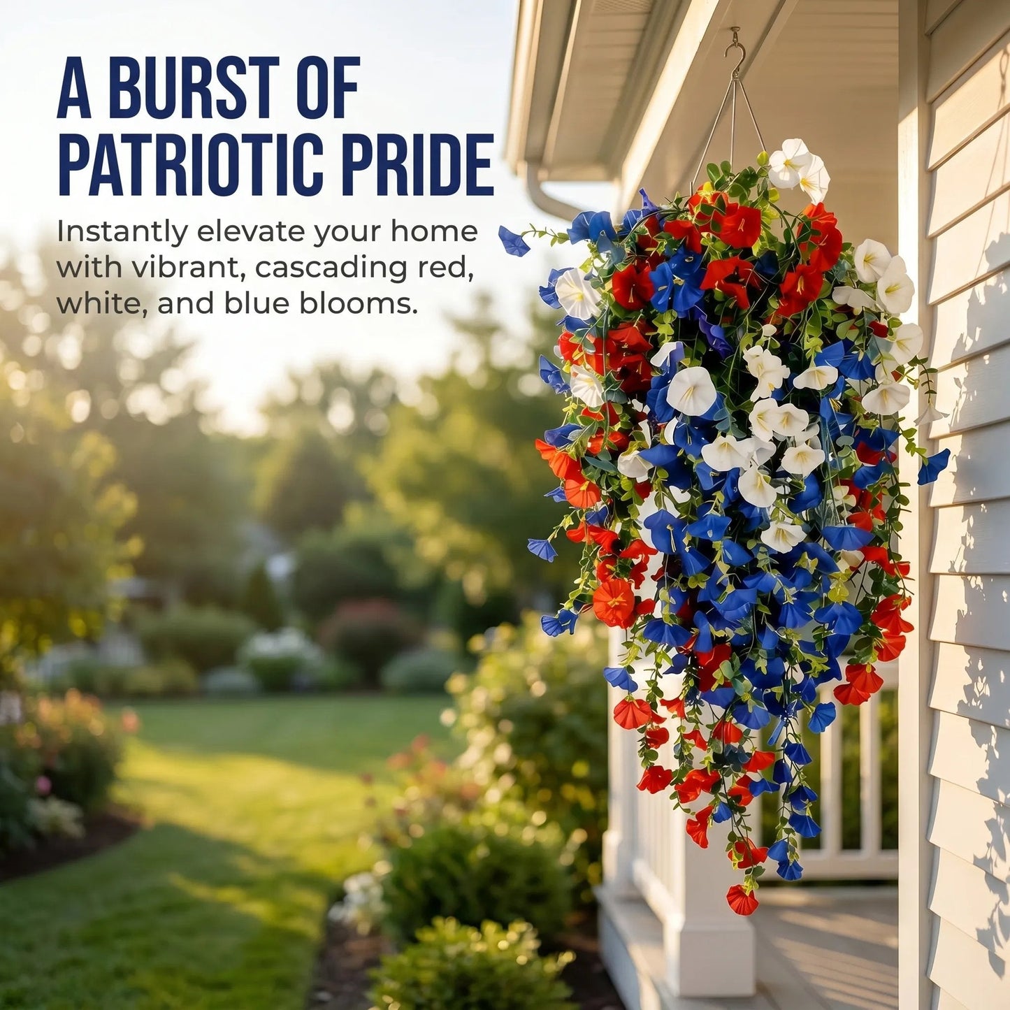 ✨ Patriotic Hanging Flower Baskets