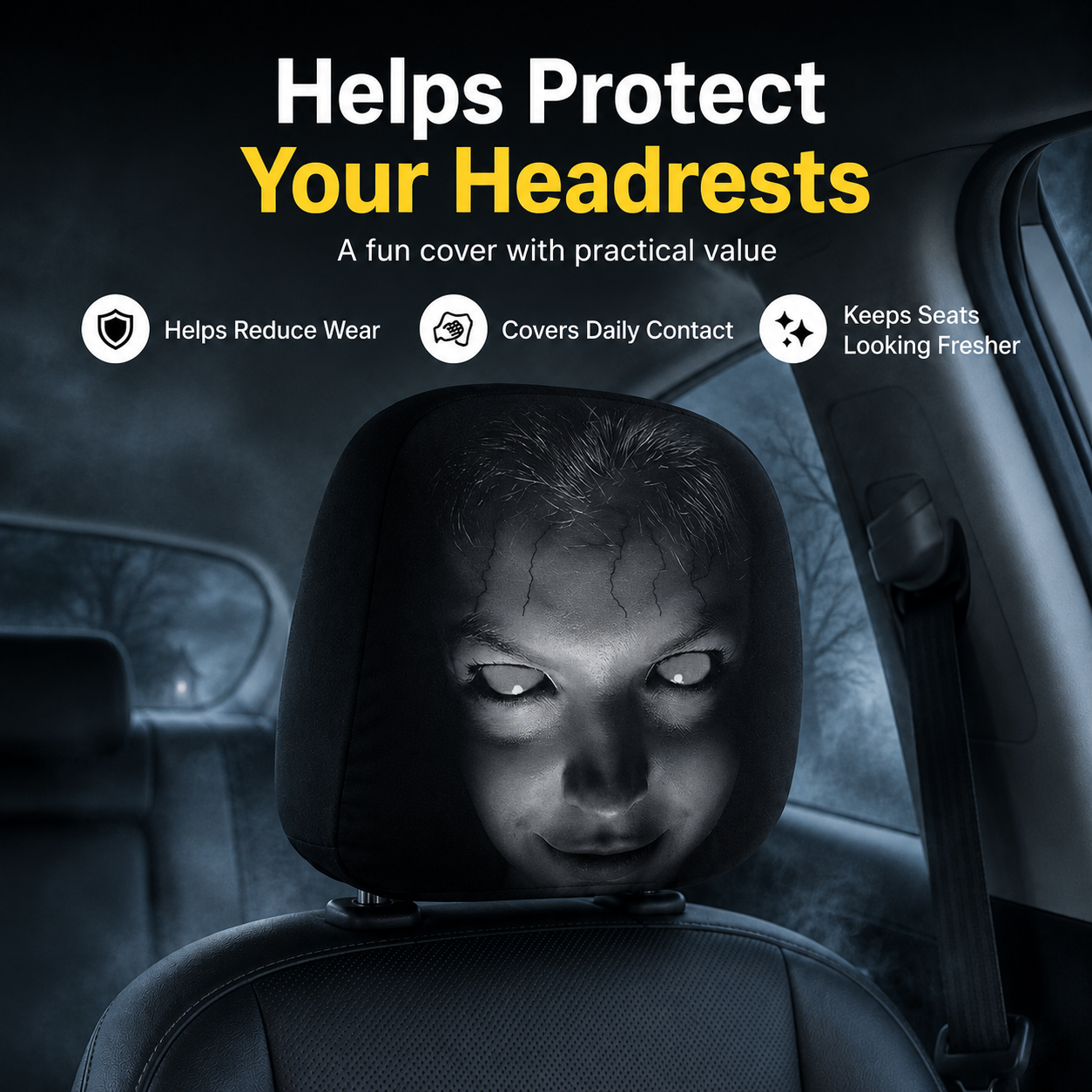 🔥😆 Funny Cartoon Car Headrest Covers🚗