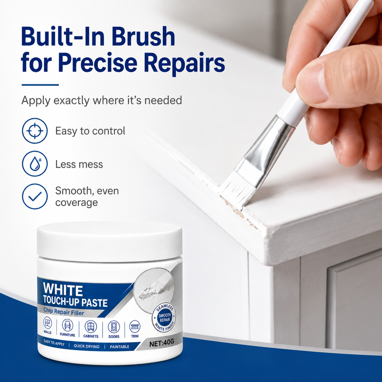 White Furniture Touch-Up Paste with Brush
