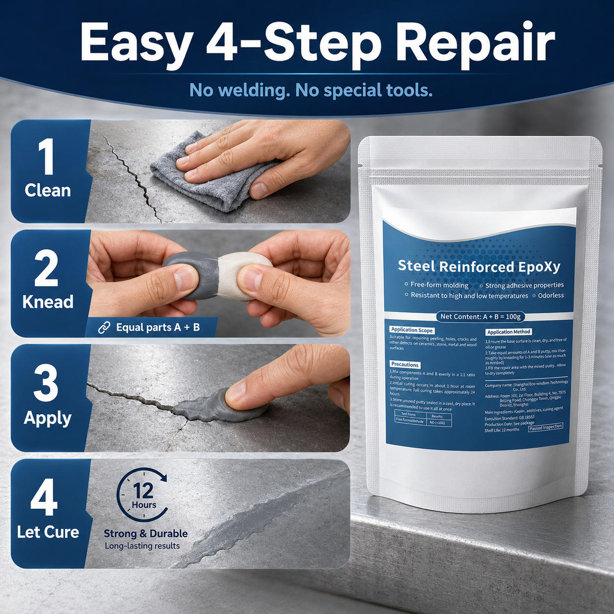 🎉Last Day Buy1 Get 1Free🎉Steel Reinforced Epoxy Repair Putty for Metal Wood Concrete and PVC
