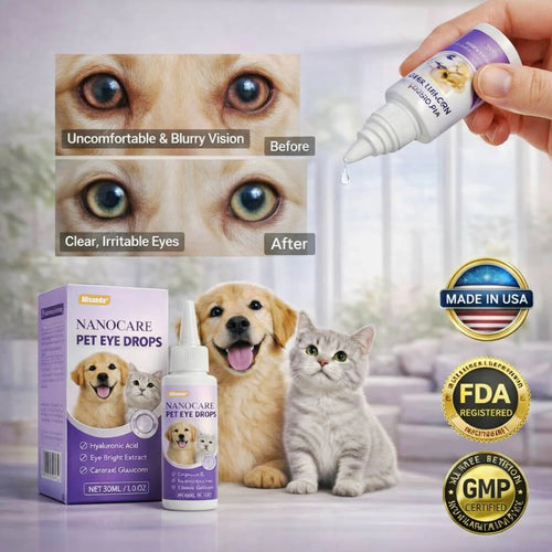 NanoCare Pet Eye Drops-Relieves Conjunctivitis, Dry Eyes, Cataracts, and Keratitis🐶