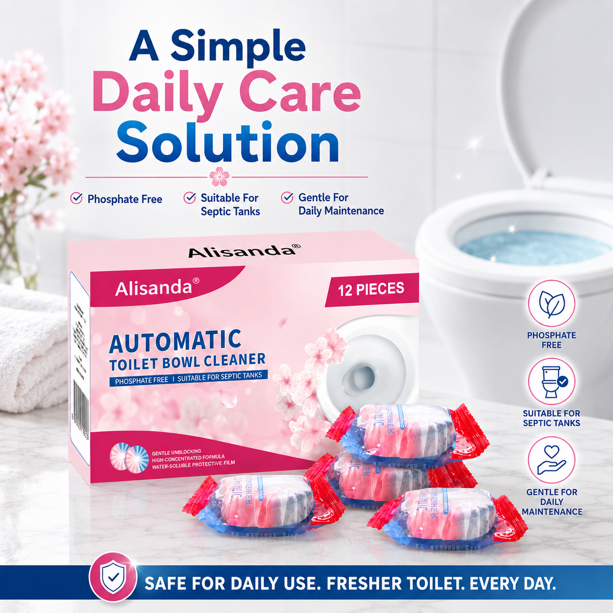 Dual-Color Toilet Bowl Cleaner - 2-in-1 Clean & Deodorize