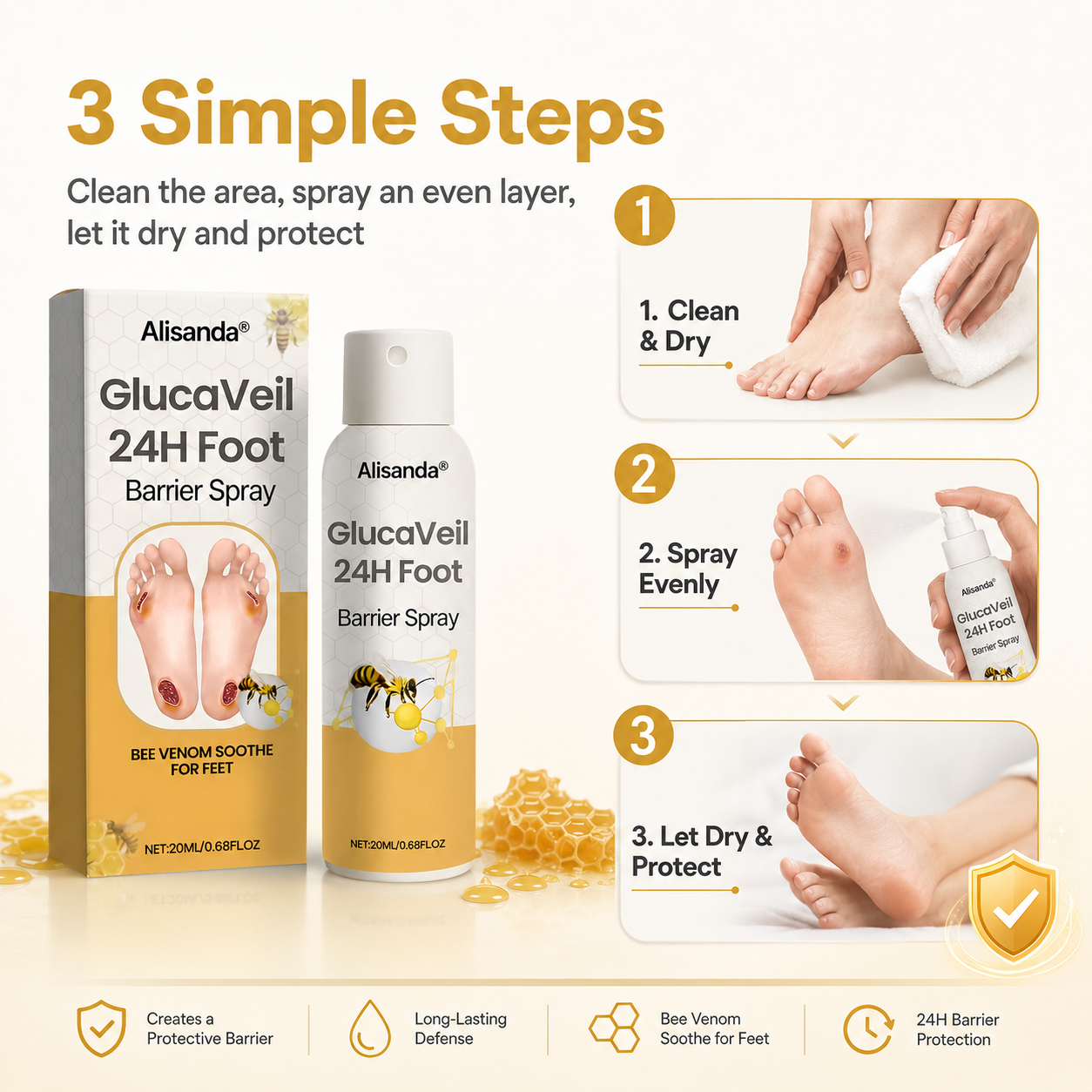 Alisanda® GlucaVeil 24H Foot Barrier Spray