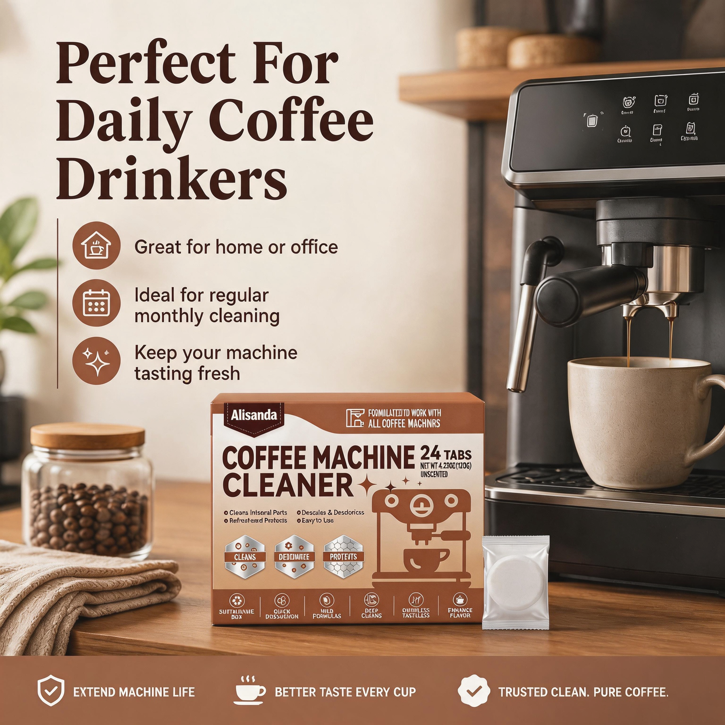 🔥LAST DAY BUY 1 GET 1 FREE 12 Count Coffee Maker Cleaner Tablets, This cleaning product eliminates limescale and odors