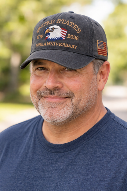 Exclusive USA 250th Anniversary Eagle Cap (1776–2026) —  Embroidered