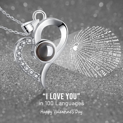 Necklace with Eternal Rose and "I Love You" Pendant in 100 Languages – Love in All Languages
