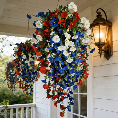 ✨ Patriotic Hanging Flower Baskets