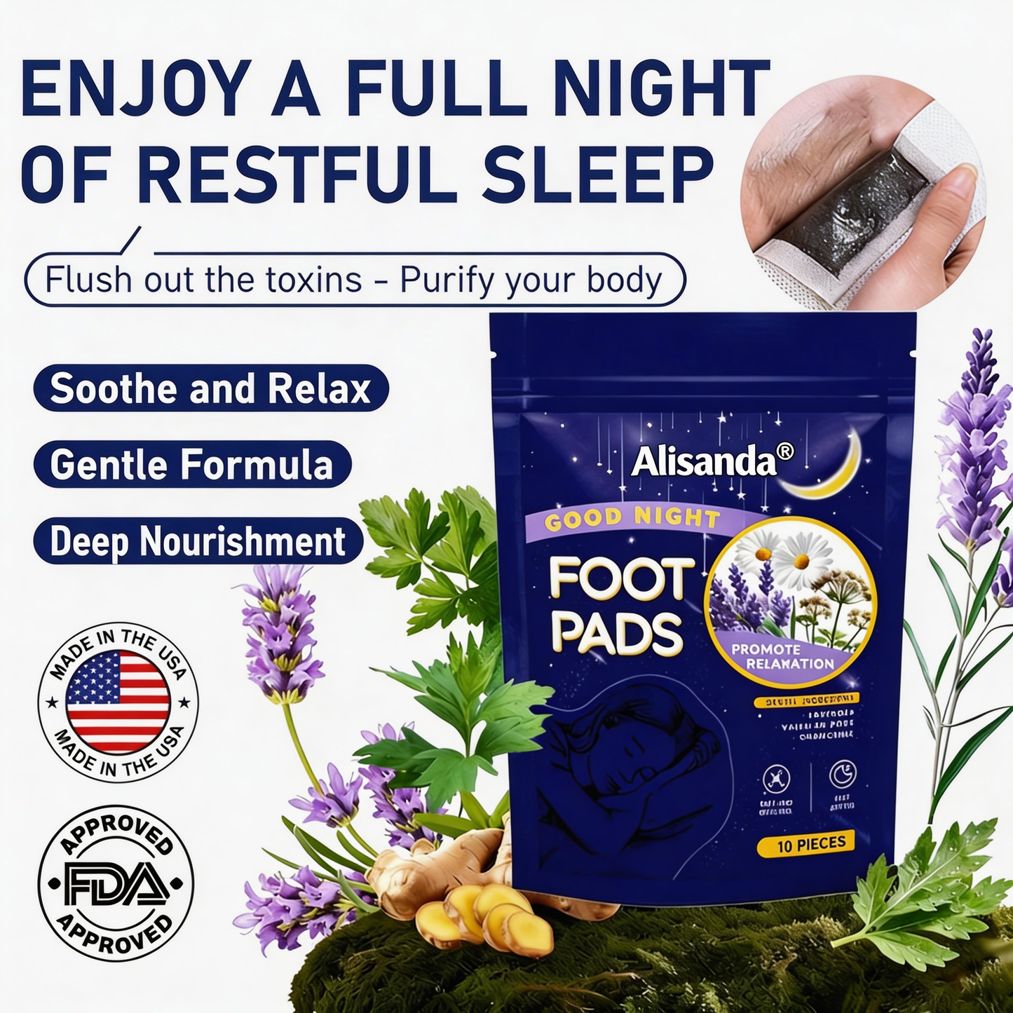 🔥Hot Sale🔥🌙 Body Care Foot Patches, Nighttime Soothing Care 👣✨