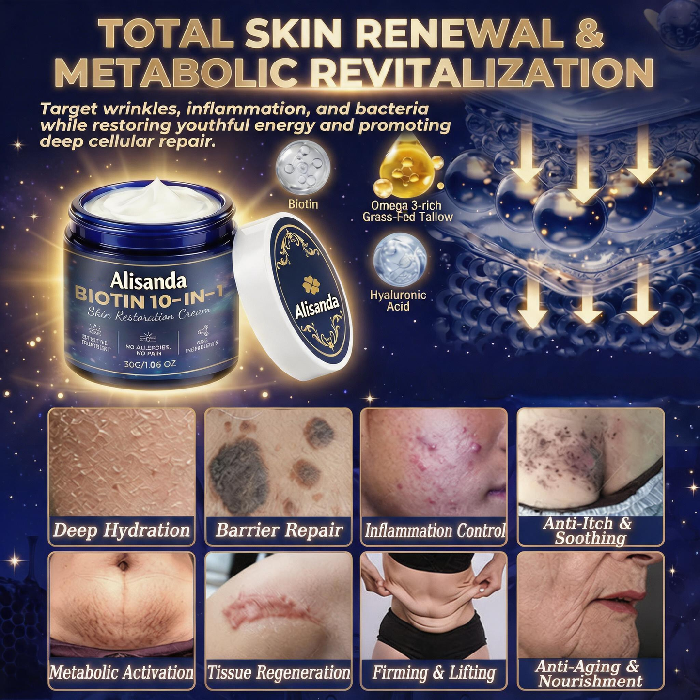 Made and Shipped from USA ✨Alisanda® Biotin 10-in-1 Skin Restoration Cream 🍀