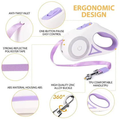 Automatisk LED-Hundkoppel med Ficklampa 5 m