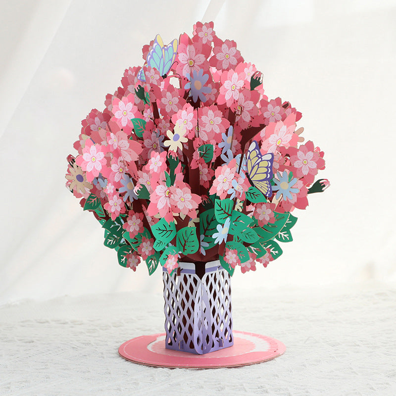 🌸3D Pop-Up Cherry Blossom Bouquet Card