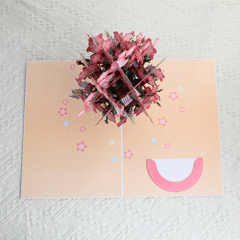 🌸3D Pop-Up Cherry Blossom Bouquet Card