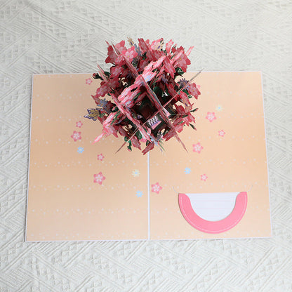 🌸3D Pop-Up Cherry Blossom Bouquet Card